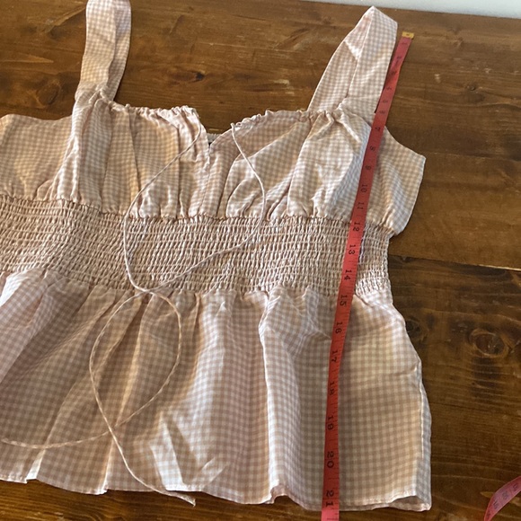 J Crew Gingham Smocked Waist tank top! New without tags. Front tie with V. - Picture 15 of 15